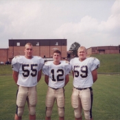 Nick with two of his childhood friends and Newnan High School football teammates.