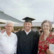Nick and his grandparents at his graduation from Mercer University in 2005.